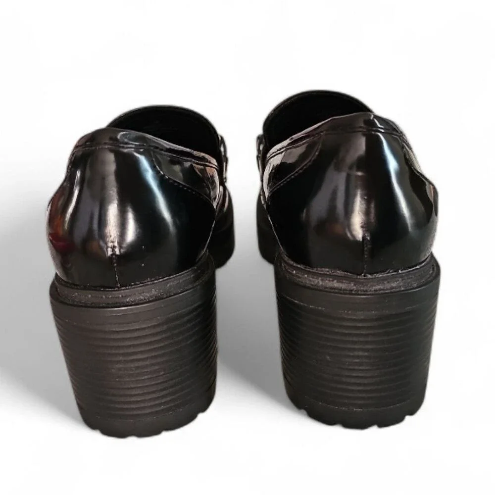 Guess Chunky Chain Loafers Women 9.5 Black Lug Sole Platform Preppy Goth